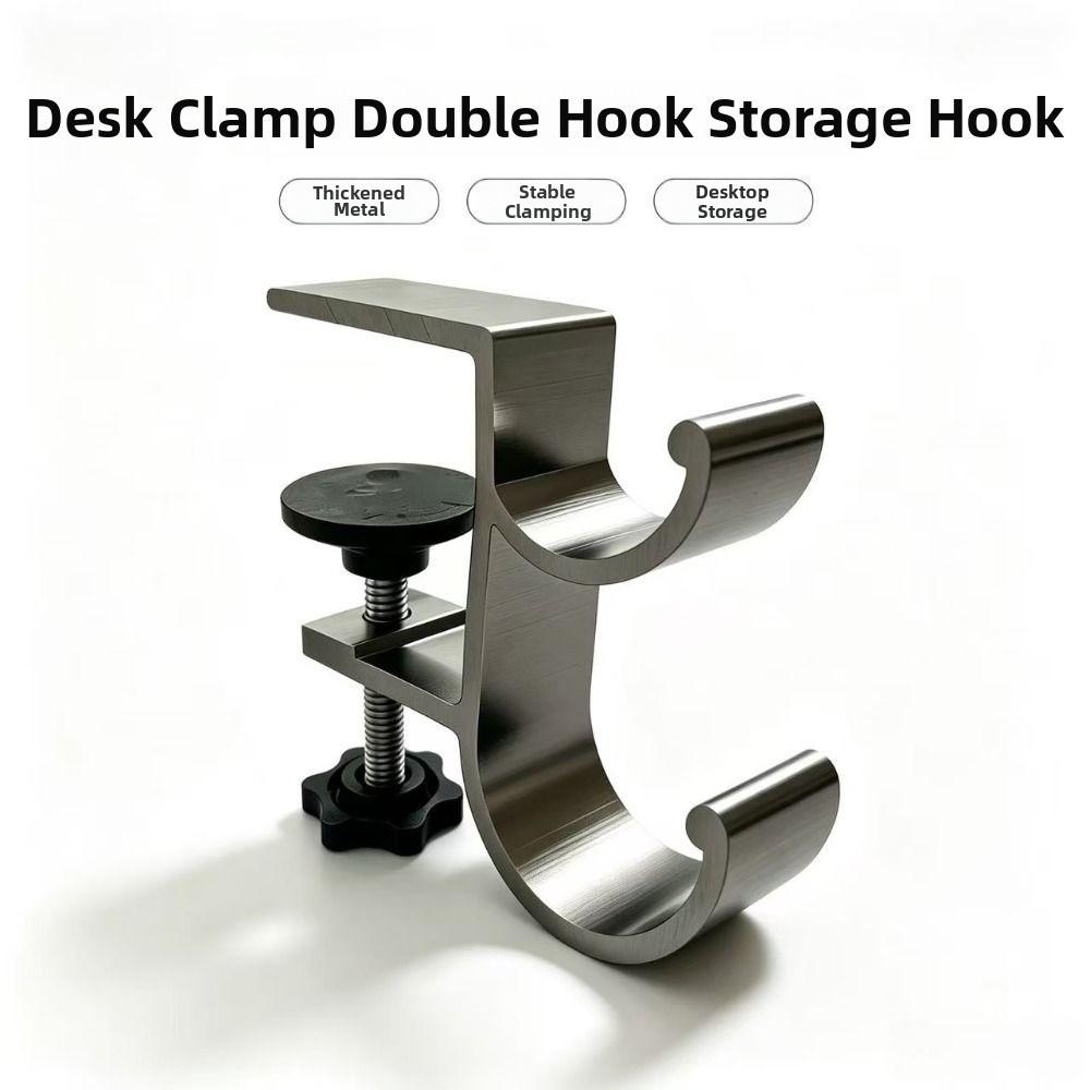 Double Hook Table Side Backpack Rack Adjustable Desk Headset Hanger Student Desk