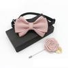 Polyester Neck Collar Adjustable Ribbon Bowtie Fashion Bow Tie Brooches Set  Business