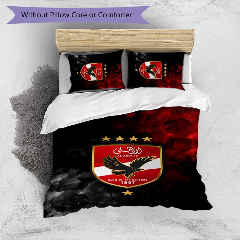 Al Ahly Printed 3PCS Bedding Set Soft Breathable Duvet Cover Pillowcases Set Washable Bedroom Decor Home Gift
