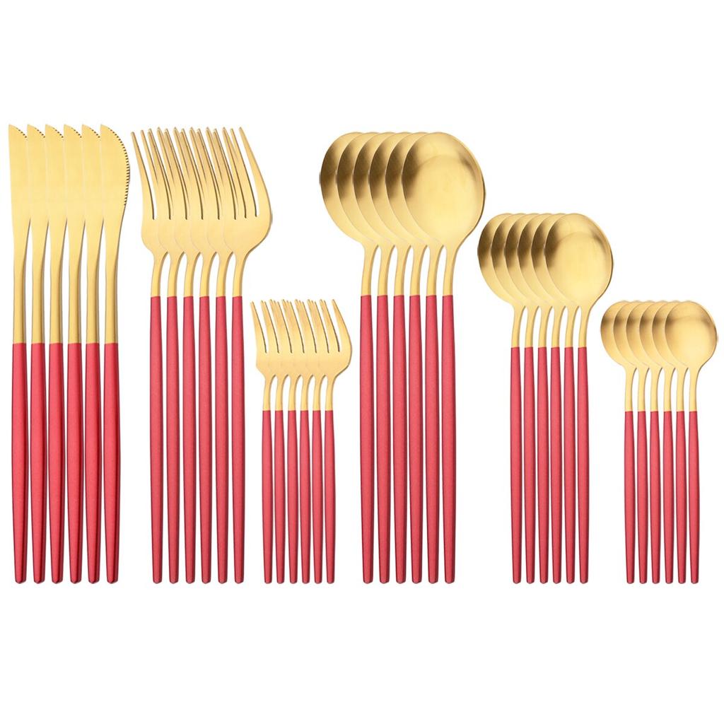 36 шт. Золотая посуда из нержавеющей стали, посуда, набор столовых приборов в западном стиле, ножи, вилка для торта, чайная ложка, столовые приборы, кухонное серебро