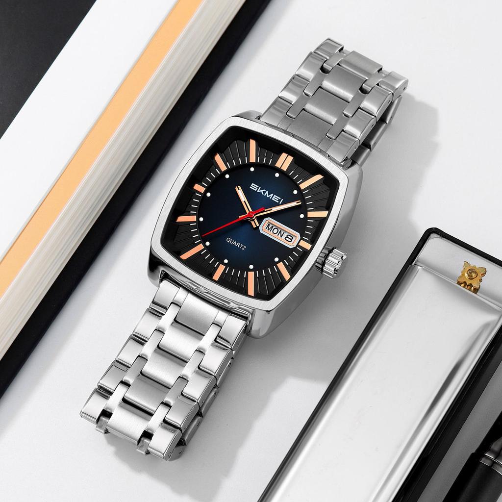 Luxury Quartz Mens Casual Watches Square Quartz Movement Waterproof Mens Wristwatches Date Week Display Male Clock