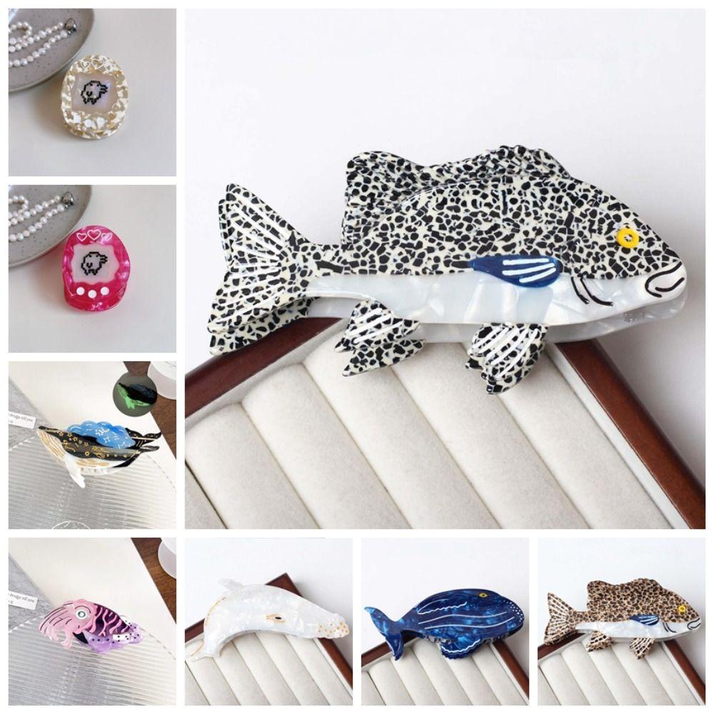 Sweet Sperm Whale Shark Clip Acetic Acid Animal Hair Clip Work Acetate Fish Hair Claw  Friends