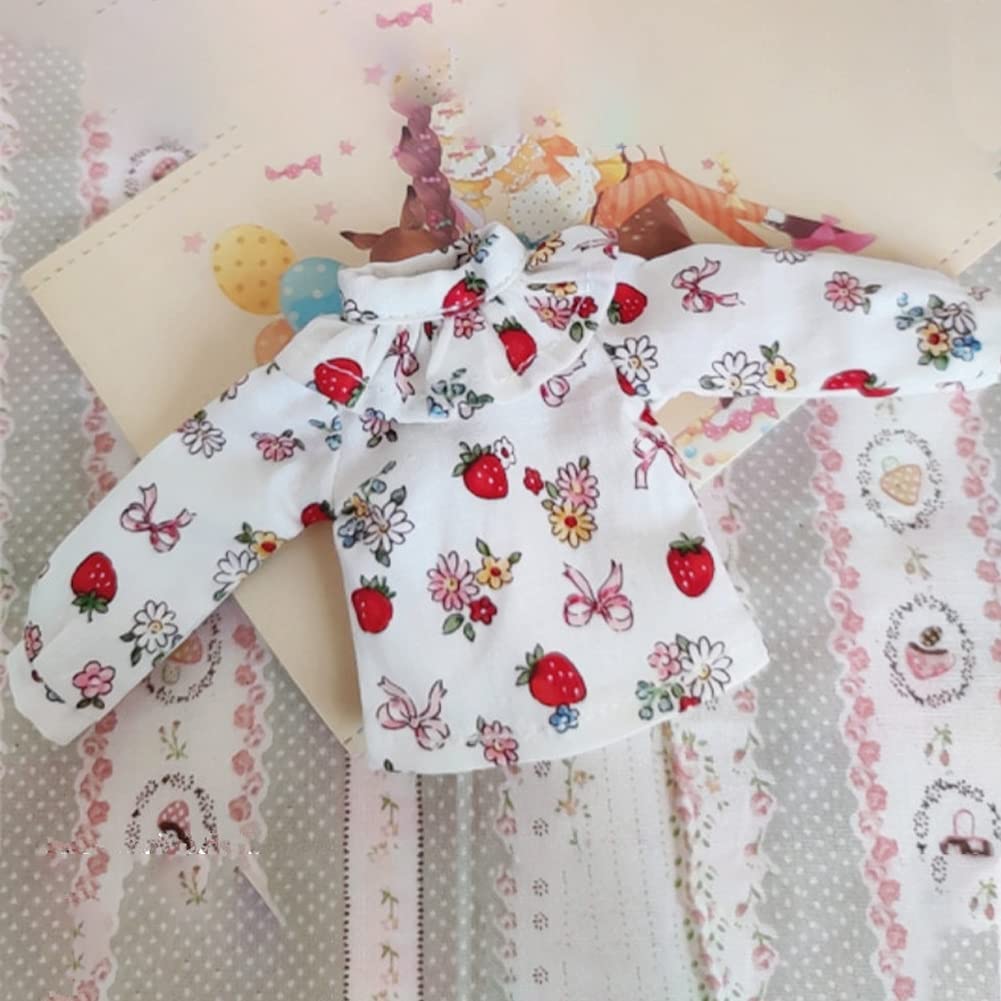 Rakulifey Кукла Blythe Наряд Рубашка с длинным рукавом (красный) и Комплект с юбкой на подтяжках (Набор одежды для Neo Blythe, Совместим с Obitsu 24, Комплект из 2 предметов)