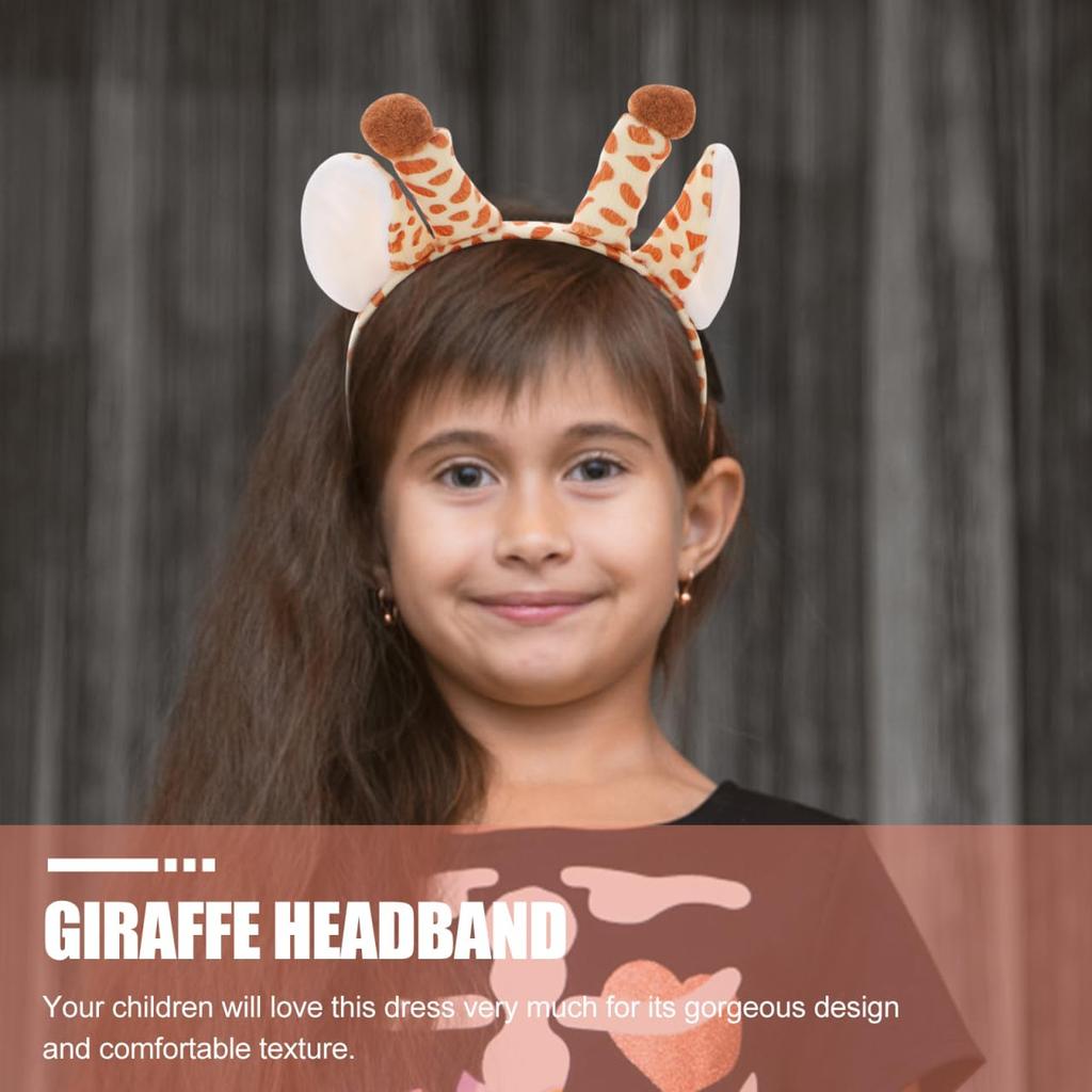Lurrose Animal Headbands, Set of 2, Giraffe and Cow Cosplay Headbands with Animal Ears, Perfect for Halloween, Christmas, Costumes, Events, and