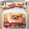 Pomeranian Pattern Bedding Quilt Set Quilt Cover Pillowcase Home Decoration Birthday Gift (1 * duvet cover + 2 * pillowcase, without core)
