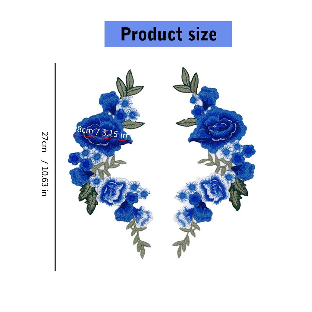 1 пара цветочных аппликаций из ткани, вышитых нашивок, нашивок с цветочной вышивкой для одежды, джинсов, курток, украшений