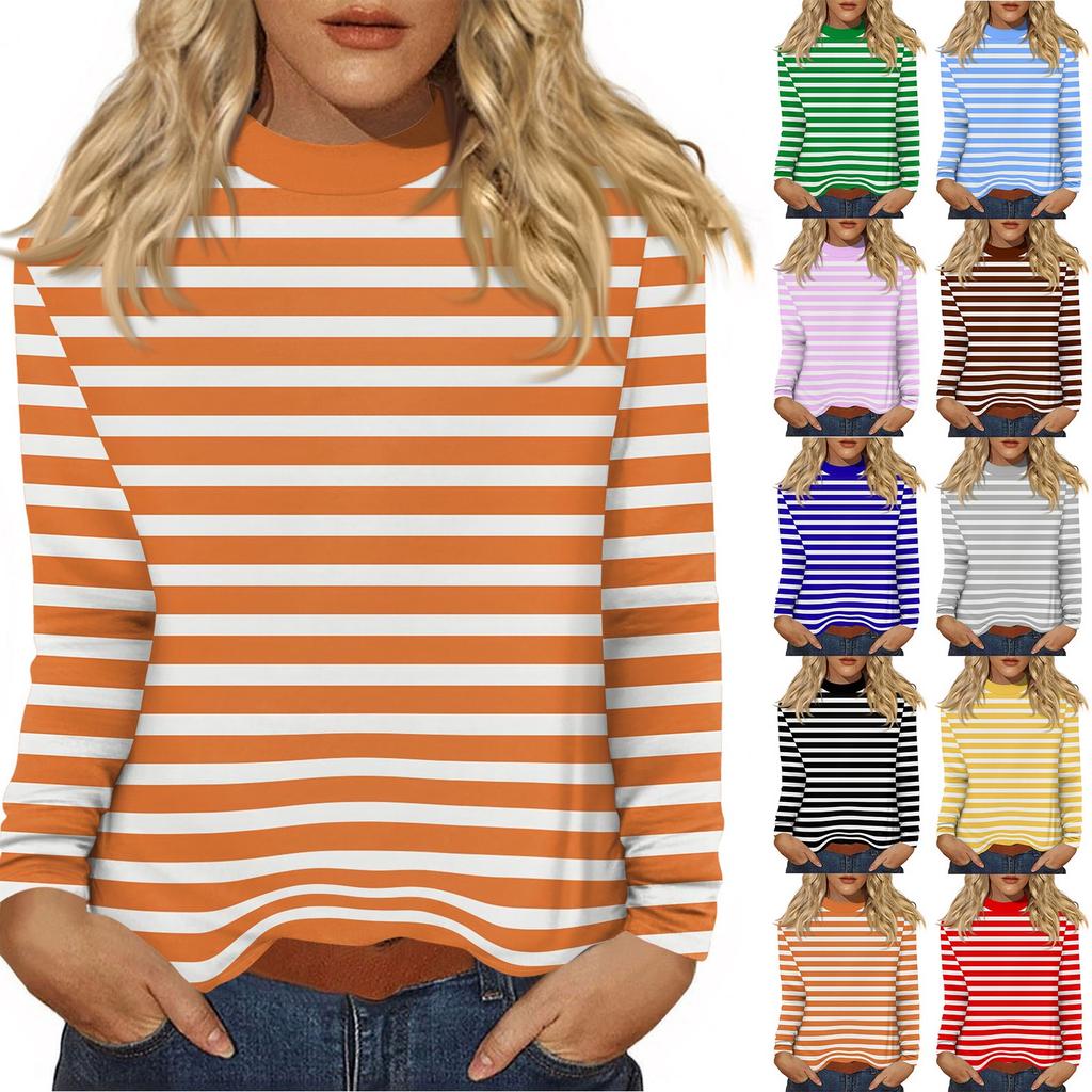 Женский повседневный топ с длинным рукавом и средним воротником