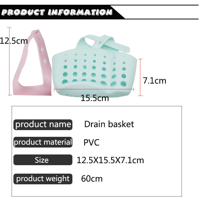 Kitchen Sink Shelving Bag Dish Cloths Rack Suction Sponge Hanging Drain Holder