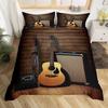 Retro Guitar Wood Grain Three-Piece Duvet Cover 3D Digital Printing Bedding Home Textile
