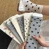 Корейские Носки с Бантом Свободные Длинные Женские Хлопок Тонкие Дышащие Черные Белые Серые Носки Стиль Балета JK Лолита Девочки Кавайные Милые Носки