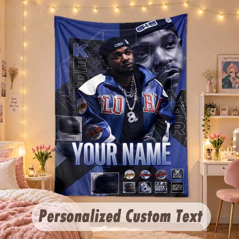 Custom Personalized Tapestry,Kendrick Lamar Print Custom Name Text Wall Art Hanging for Bedroom