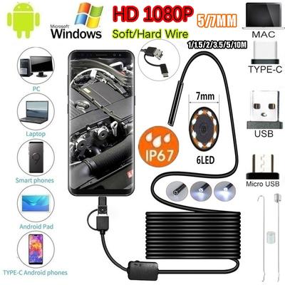 Тип 3IN1 HD эндоскоп HD эндоскопическая камера USB 2 м 5 м 10 м с жестким проводом 5,5/7 мм эндоскопическая камера