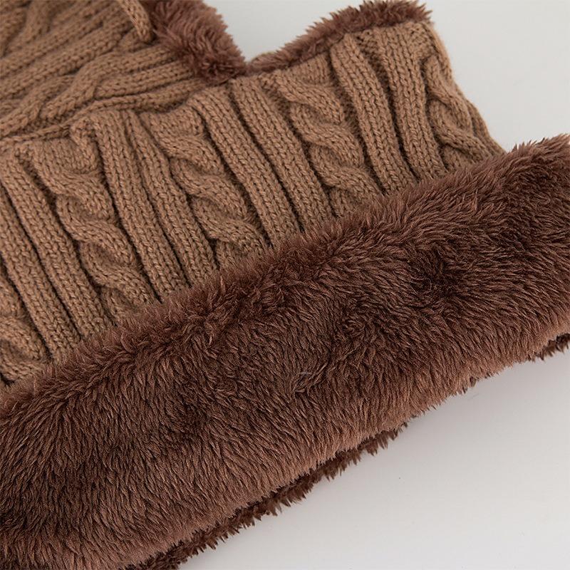 Autumn Winter Hat Men's Women's Knitting Hats & Caps Wool Cycling Cold Protective Ear Cap Fried Dough Twists One-piece Plush Thickened Pullover Hat