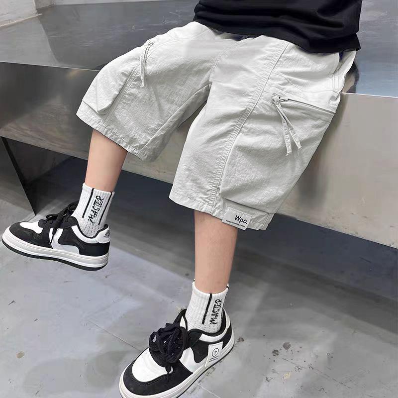 Черные брюки для мальчиков Летние детские повседневные свободные спортивные универсальные брюки Шорты пять четвертей