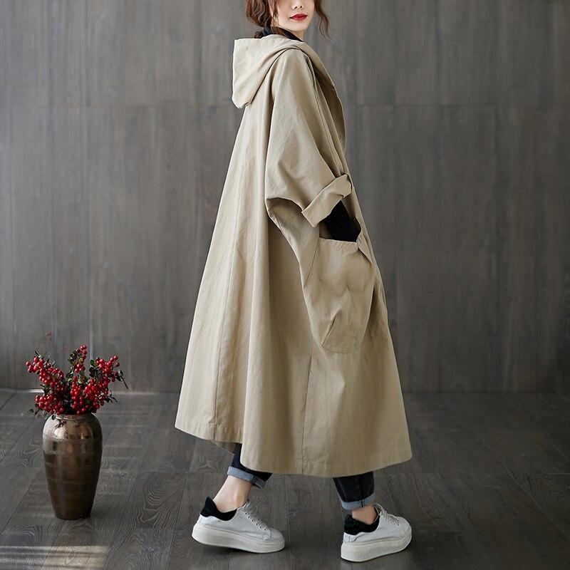 Womens Long Breasted Trench Coat Midi Length Overcoat Spring Autumn Fashion Windbreaker Coat Solid Long Casual Loose Women's Tops Coat
