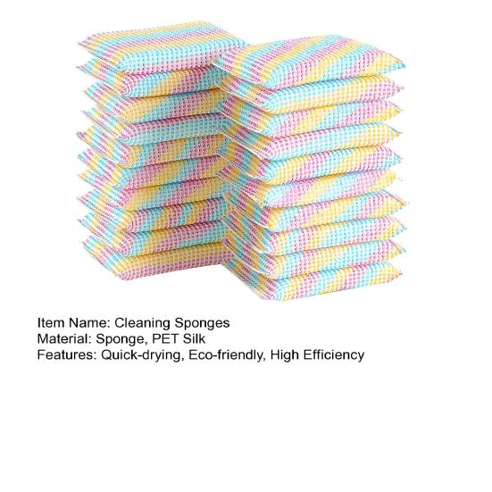 20 шт., кухонные губки-скрабы из микрофибры, сверхмощные чистящие подушечки двойного действия, многоразовые антипригарные, нецарапающиеся, бытовая чистящая тряпка