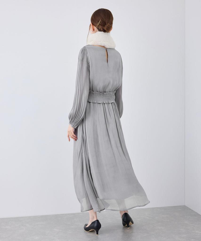 ROPE PICNIC Mon Shiny Pleated Blue Size Perfect for Weddings E'toile Dress, (45), 36,