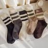 10 Pairs of Female Autumn and Winter Fashion Retro New Striped Long Pile Socks