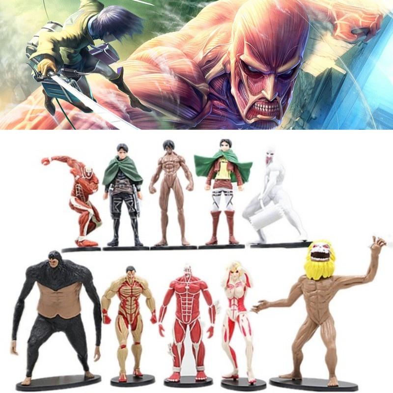 Набор фигурок по «Атаке титанов» из 10 штук: Микаса, Эрен, Леви, Звероподобный титан и другие!