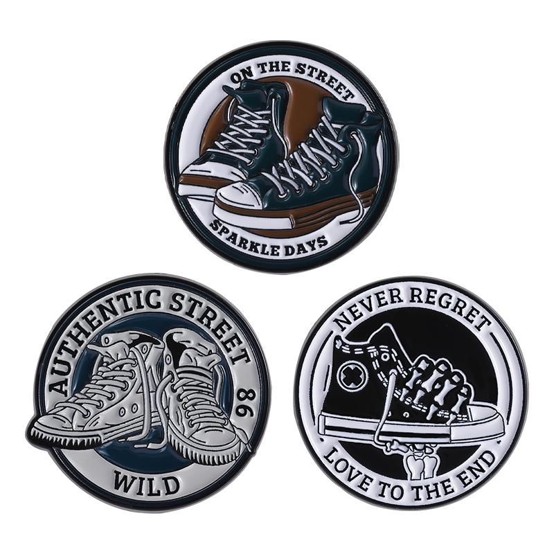 Холщовые туфли Эмалевые значки на булавке На заказ НИКОГДА НЕ ЖАЛЕЙ ЛЮБИ ДО КОНЦА Броши Значки на лацкан Одежда Панк Ювелирные изделия Подарок для друзей