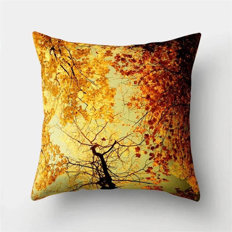 Four Seasons Natural Landscape Double-Sided Printed Pillow Cover Short Plush Suitable Living Rooms Bedrooms Throw Cushion Cover