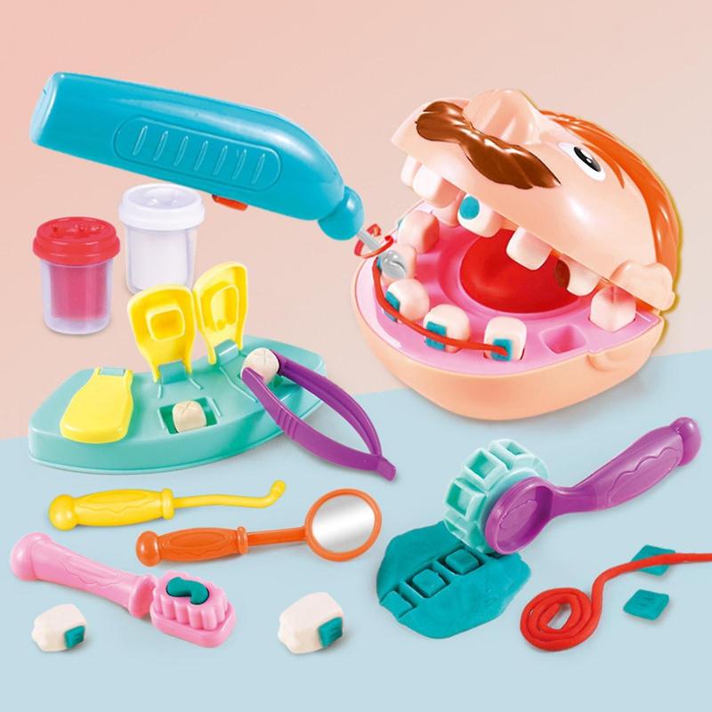 Dentist Pretend Plasticine Toy Role-play Game Realistic Toothbrush For Kids 3+