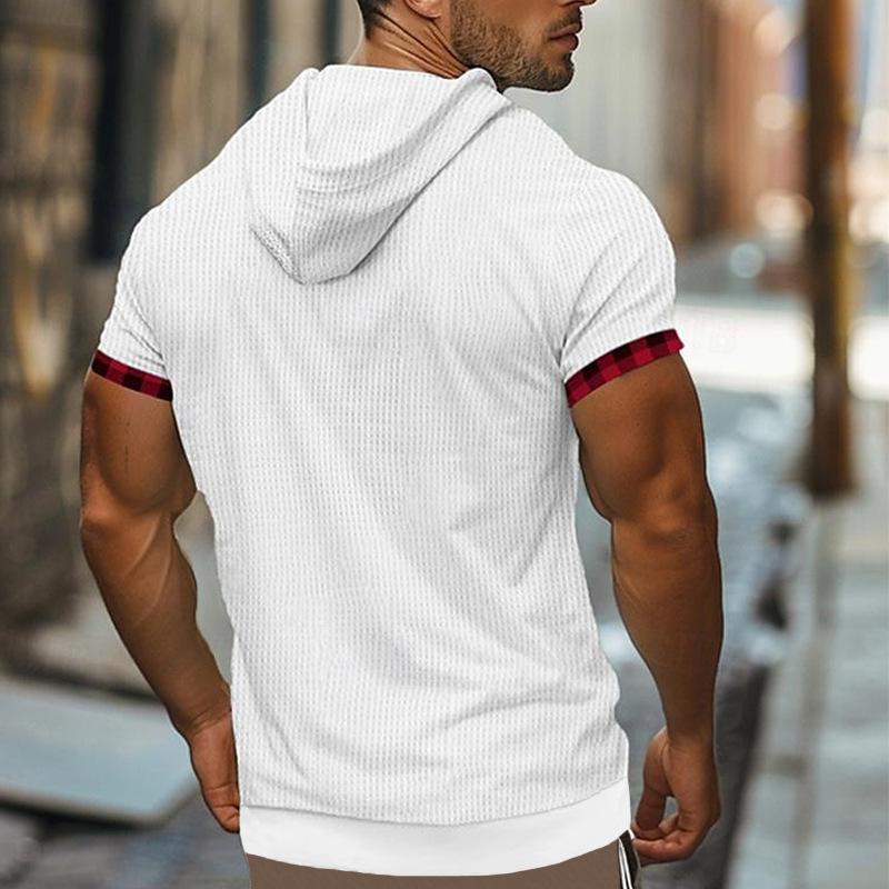 CARTELO Новая летняя повседневная мужская футболка с вышивкой с коротким рукавом, европейский и американский топ, большая вафельная дышащая толстовка с капюшоном