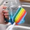 Rainbow Color Cup Brush Kitchen Cleaning Sponge Brush For Wineglass Bottle Coffe Tea Glass Cleaner Family Washing Brushes Tools