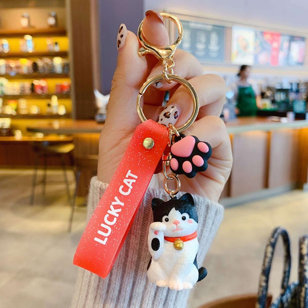 Ювелирный подарок Брелок с кошкой-манеки-нэко Украшение Подвеска в виде кошачьей лапки Креативный кошачий брелок Подарок для пары