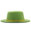 Hat Women's woolen top hat Autumn and winter solid color retro gentleman British style flat top belt accessories felt hat