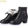 Winter Women's Boot Natural Genuine Leather Wool Warm Female Snow Boot Fashion Booties Women