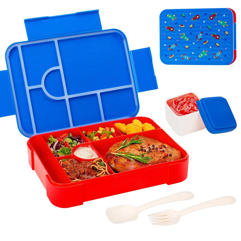 1330ML Bento Box Adult Lunch Box Containers with 6 Compartment for Adults/Kids With Tableware Sauce Lunch Box Microwave