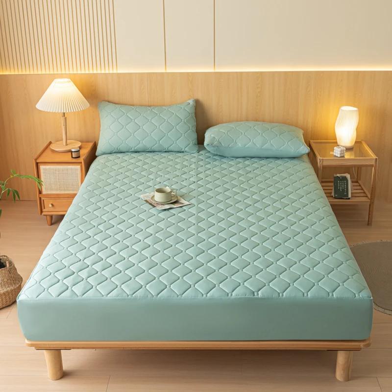 Waterproof Thickened Mattress Pad Protector Adjustable Durable Fitted Sheet Bed Covers Anti-mite Non-slip Bedspreads 140/160x200