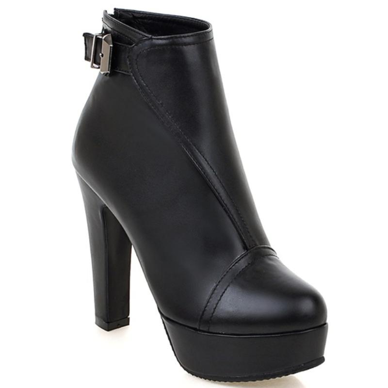 Women's Ankle Boots Autumn Spring 2025 High Heels Short Boot For Women Fashion Buckle Red Black Party Shoes Female Large Size