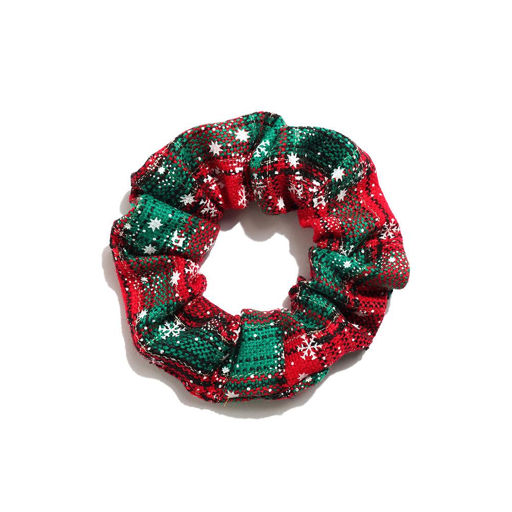 Wind Christmas Pig Large Intestine Ring, Christmas Hair Accessories Plaid Hair Band Head Flower Women'S Headdress