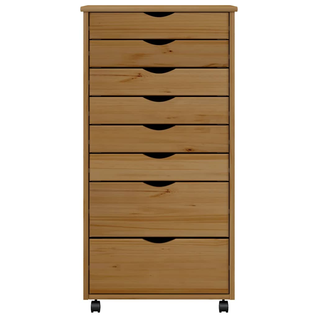 Mobile Drawer Cabinet MOSS Honey Brown Solid Pine Wood