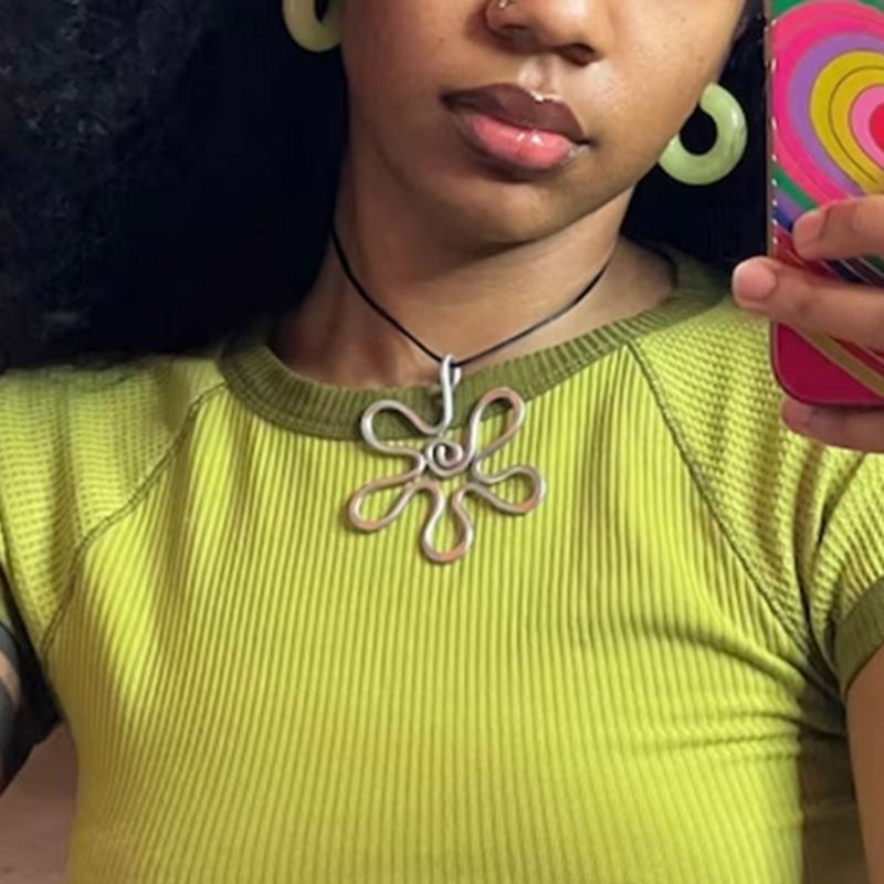 Ожерелья с подвесками в виде цветов, Ожерелья с подвесками в виде неправильных цветов, Цветочные украшения, Сплавный материал, Подарок на день рождения для женщин, девушек