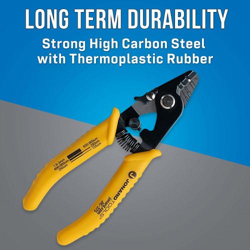 Jonard Tools JIC-375 3-Hole Fiber Optic Stripper with TPR Handle, 6-Inch Long