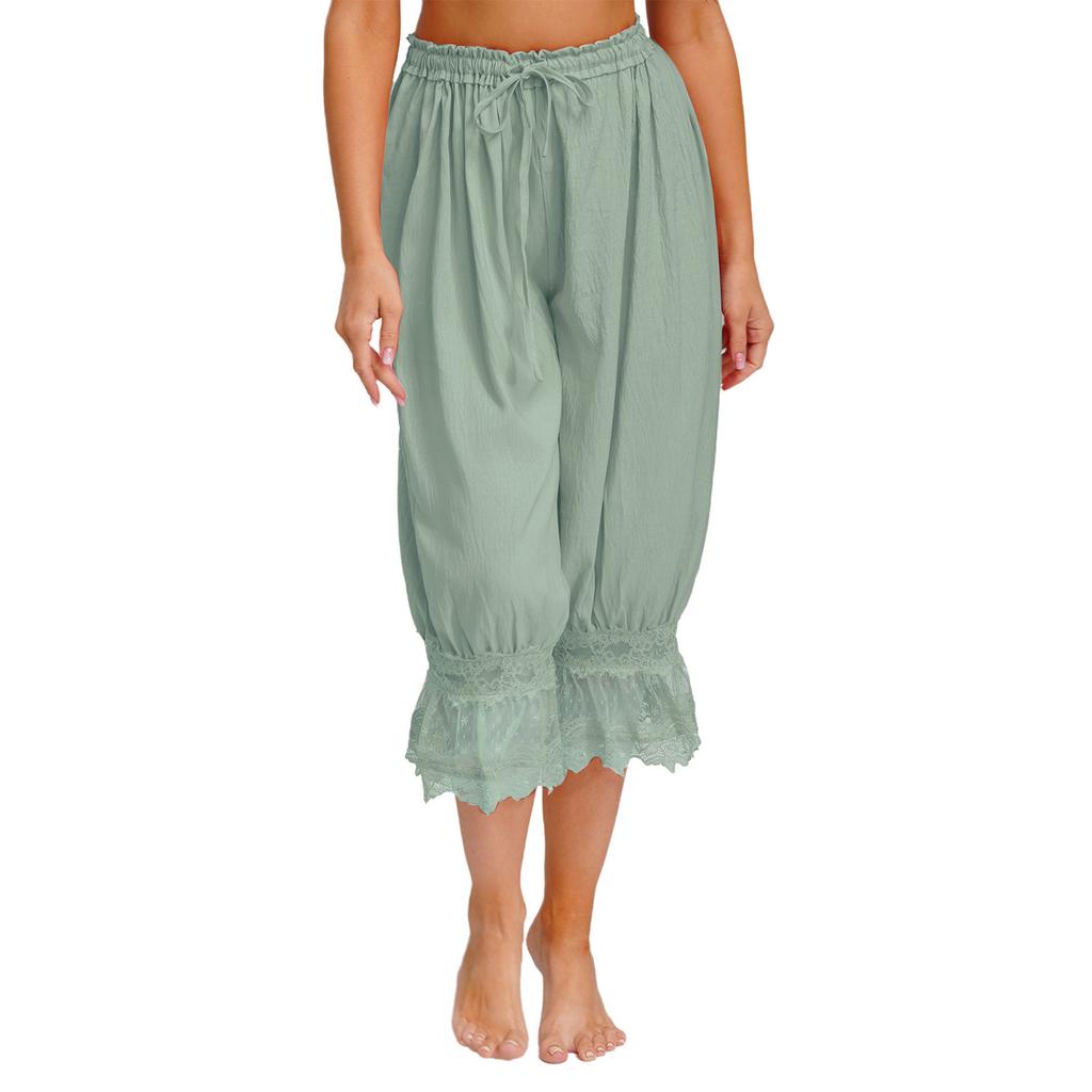 Женские длинные штаны-шаровары для дома, свободные штаны-афгани, эластичный пояс на шнурке, средневековый стиль, брюки миди