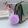 In-Stock 8cm Faux Rabbit Fur Pompom Keychain - Plush Ball Pendant for Bags and Clothing