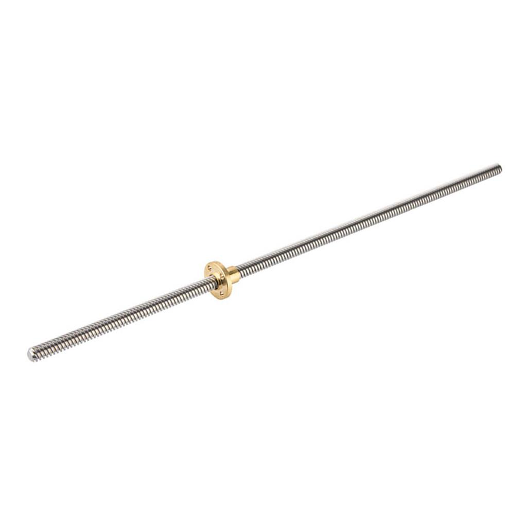 T8 8mm Trapezoidal Stainless Steel Threaded Rod Lead Screw & Brass Nut for 3D Printer 400mm