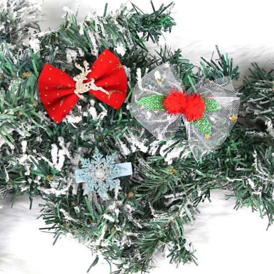 2/6 шт./набор Заколки для волос Рождественская тематика Рождественская елка Снежинка Олень Декор Заколки Праздничная атмосфера Заколки для волос