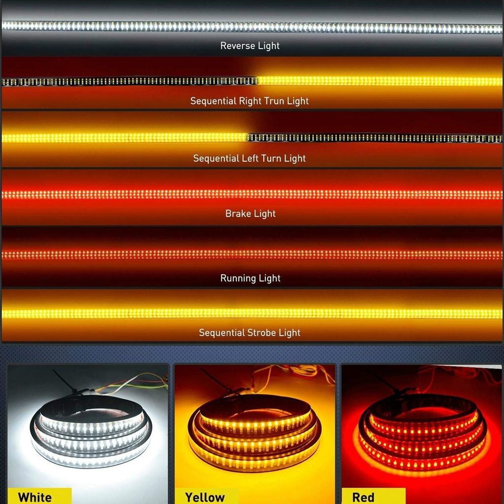 Аксессуары для пикапов Задний фонарь Светодиодная лента Три ряда 6 функций с янтарным указателем поворота Задний стоп-сигнал