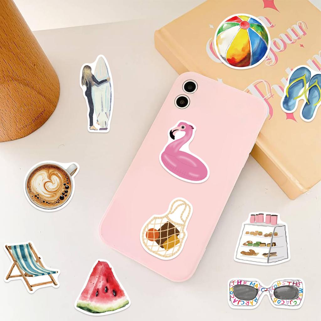 50 Cartoon Summer Aesthetic Graffiti Stickers Decorate Guitar Notebook Suitcase DIY Waterproof