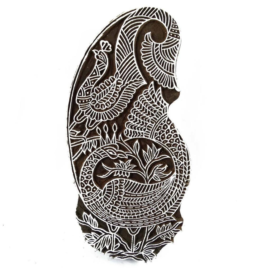 IBA Indianbeautifulart Шаблон для печати с изображением павлина Деревянный штамп на ткани Граница Одежда Искусство