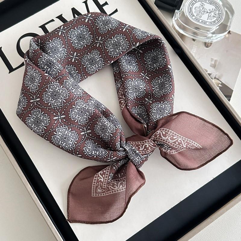 Womens 60x60cm Cotton Linen Small Square Scarf Lightweight Paisley Bandana Neck Protection Fashionable All-match Necktie