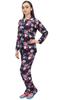 Black Button-Down Shirt With Elastic Waist Pajama Pant Night Wear-10