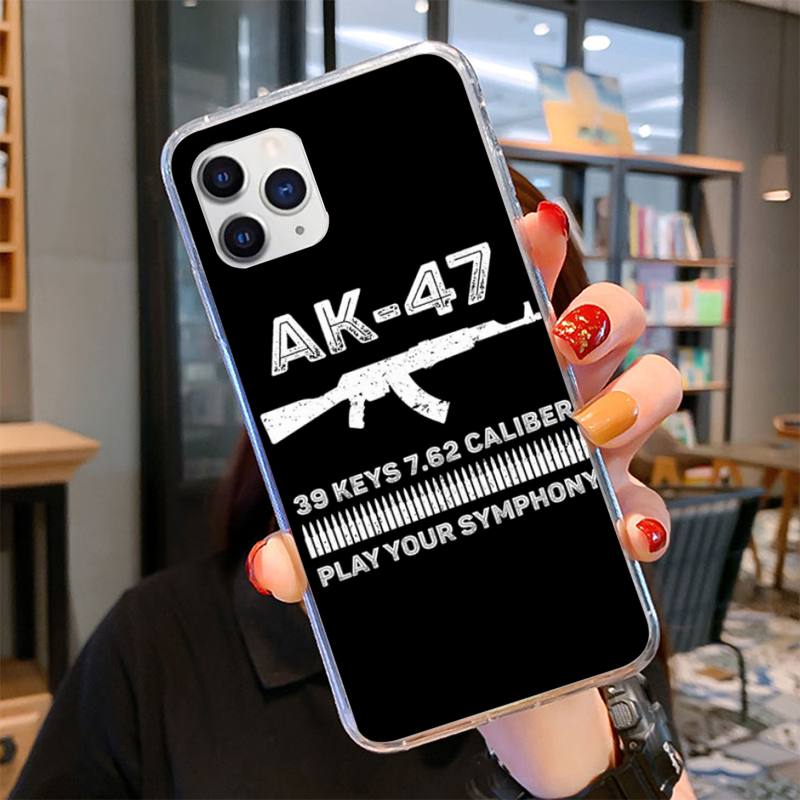 Чехол для телефона AK47 с пистолетом и пулями для iPhone 11 12 13 Mini Pro Max 8 7 6 6S Plus X 5 SE 2020 XR XS