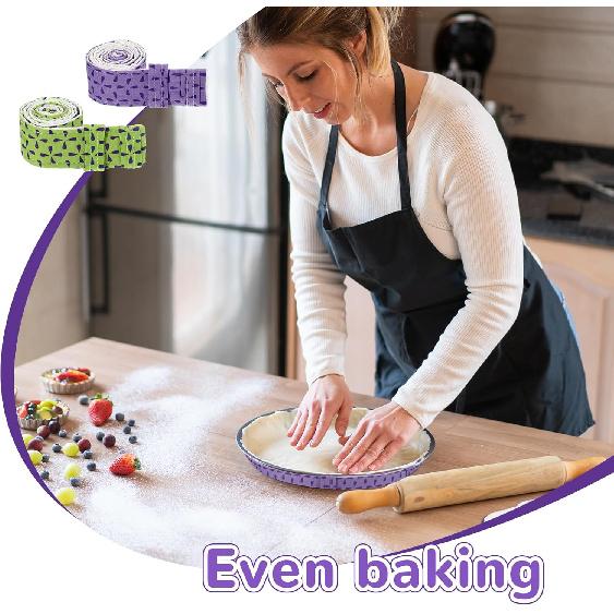 2 PCS Cake Strips for Even Baking Strips for Cake Pans Cake-Wraps Bakery Accessories for Bakery, Kitchen, Restaurant, Baker, Purple, Green