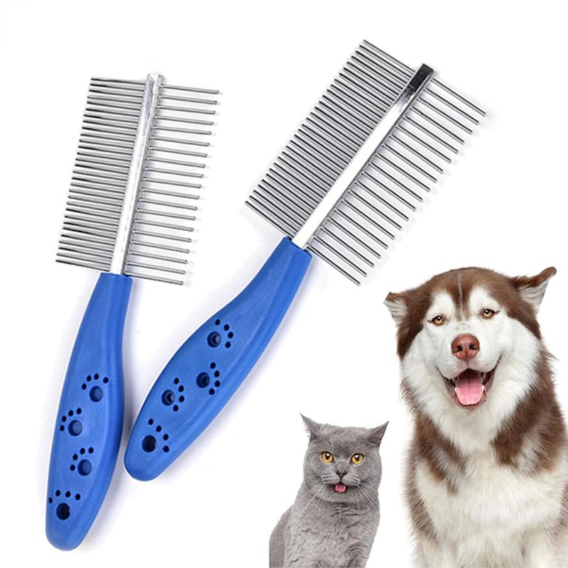 Professional Pet Combs Hair Remover Stainless Steel Teeth Dual-Sided Brush Cat Dogs Grooming Cleaning Tools For Short Long Hair